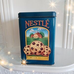 Old Vintage Nestle Toll House Cookies Metal Tin Can Blue - Limited Edition